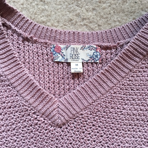 Mauve Striped Light Knit Sweater - Picture 3 of 6